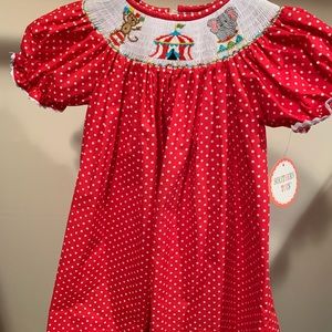 Smocked Bishop Dress, Girls Circus Themed - New!
